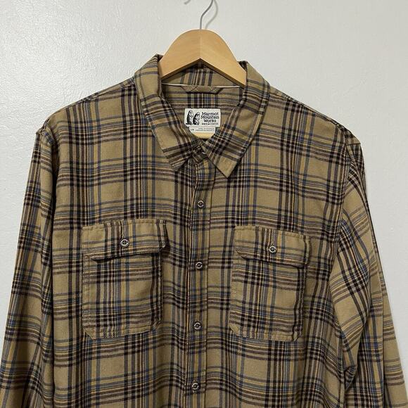 Marmot Mens Bayview Midweight Plaid Flannel Shirt Size L Country Ranch Outdoors - Picture 3 of 7